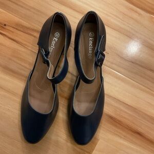 Blue Leather Flats with Polished Finish